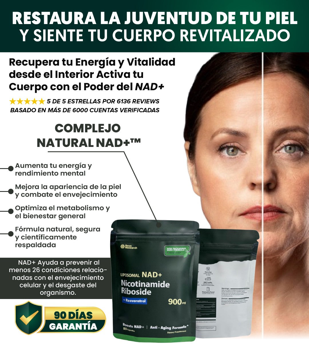 COMPLEJO NATURAL REJUVENECEDOR NAD+ RESVERATROL