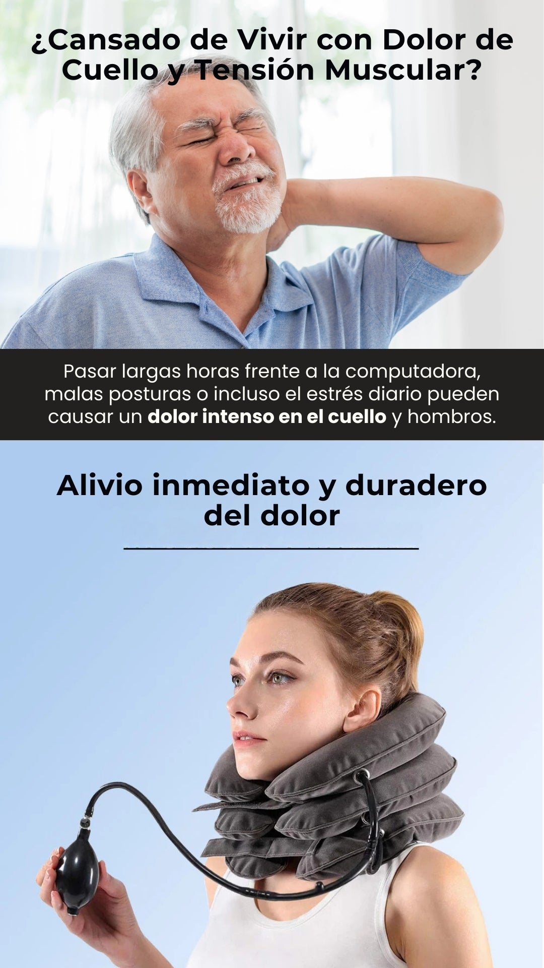 Soporte inflable para cuello-Alivia el dolor