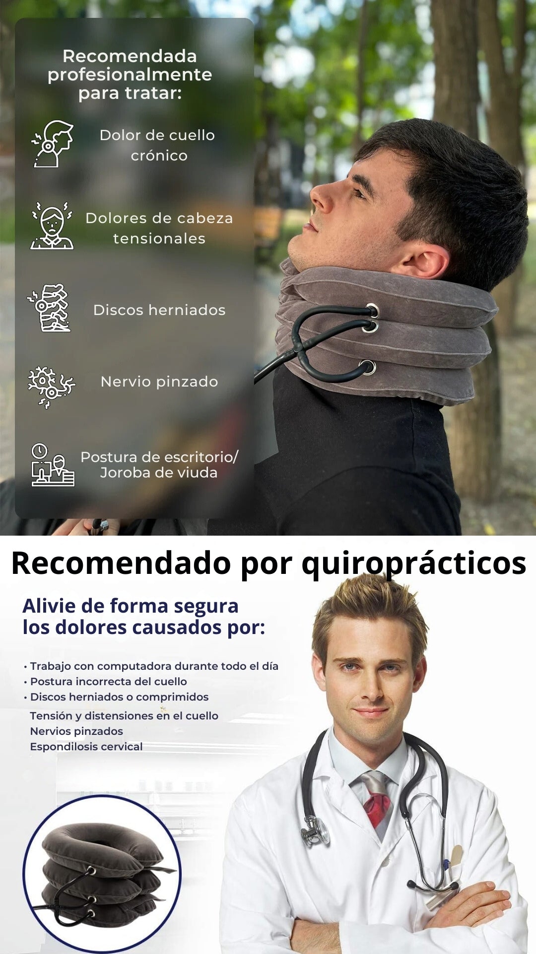Soporte inflable para cuello-Alivia el dolor