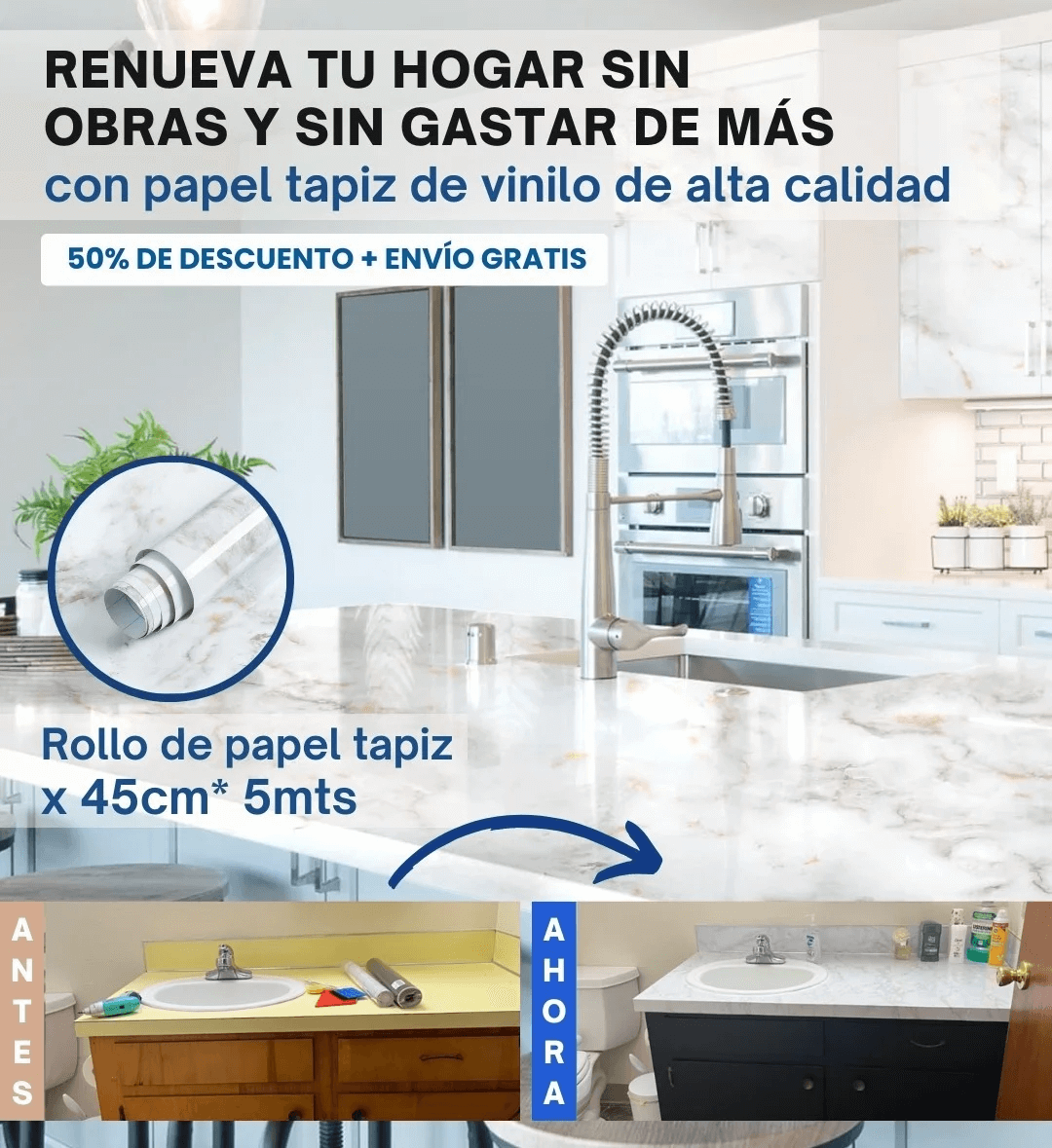 PAPEL VINILO (x5 METROS)-RENUEVA TU HOGAR