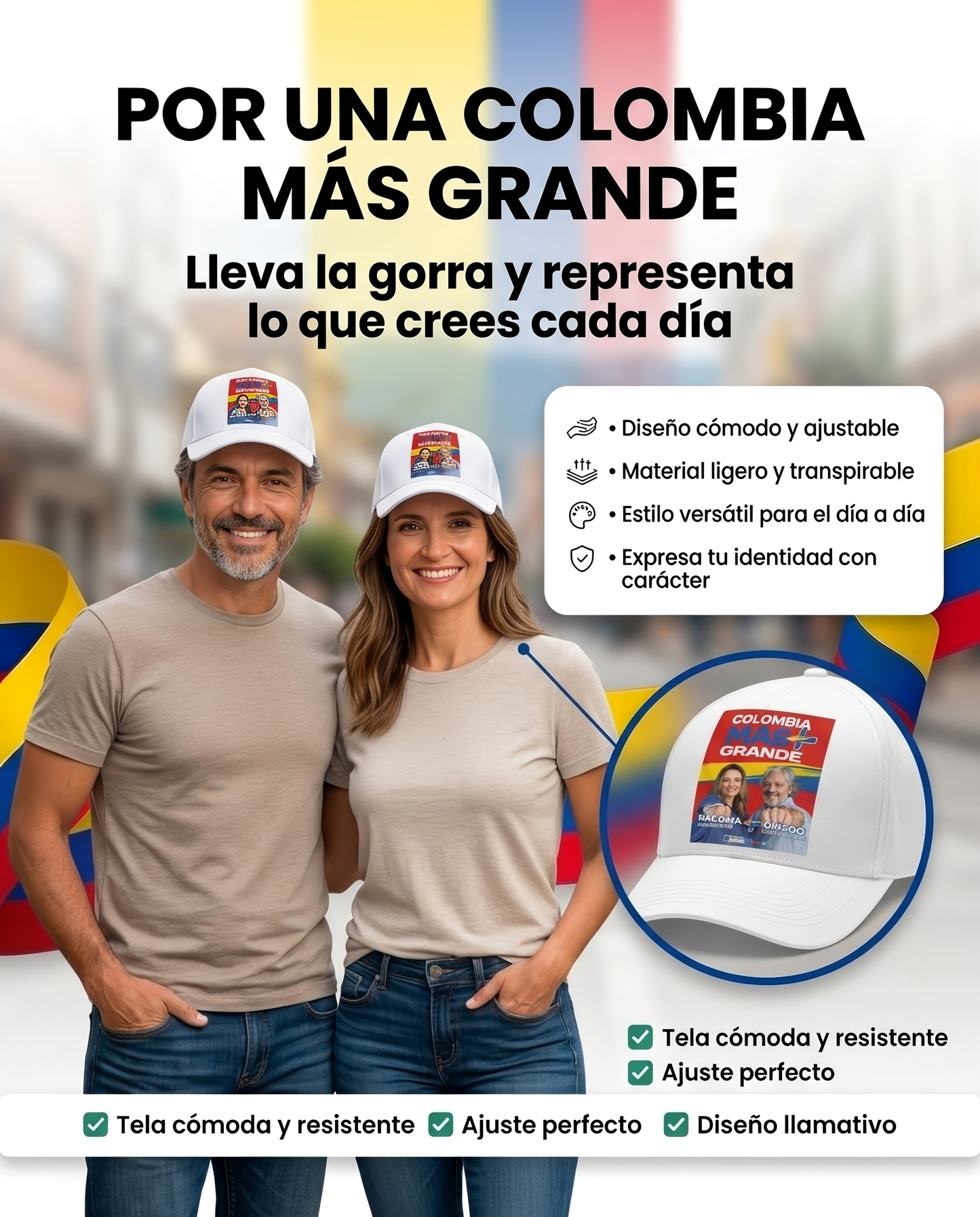 Gorra Colombia más Grande-Paloma y Oviedo